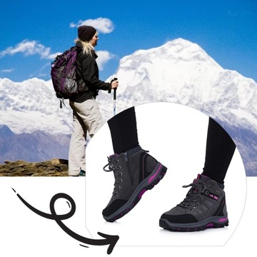 Obuwie zimowe Trekkingowe Damskie buty w góry Trapery turystyczne Ciepłe