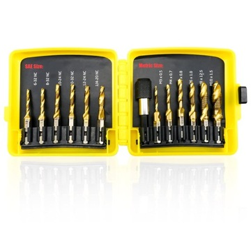 13PCS Titanium Combination Drill Tap Bit Set Fit for Screw Thread Drilling