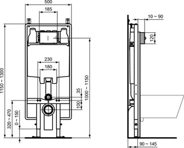 Ideal Standard ProSys - Скрытый монтаж 80 M для подвесного унитаза R014367