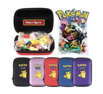 ETUI + 24 mini figurki - pokemon Pudełko Zestaw z figurkami pikachu