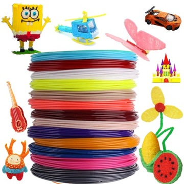 WKŁADY DO DŁUGOPISU 3D PLA FILAMENT 3D PEN 5 x 10 KOLORÓW DRUKAREK DRUK