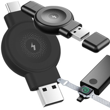 Ładowarka do Apple Watch indukcyjna smartwacha bezprzewodowa USB+USB-C 2,5W