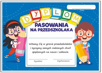 DYPLOM PASOWANIE NA PRZEDSZKOLAKA A4 gruby papier