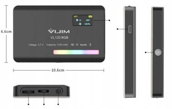Ulanzi VL120 Светодиодная лампа 2500-9000К + аккумулятор RGB 3100мАч