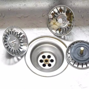 KOREK METALOWE DO ZLEWU ZLEWOZMYWAKA SITKO DUŻE WYCIĄGANE NA KLIK 78MM