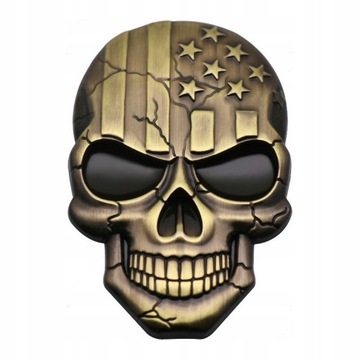 Emblemat Flaga USA Czaszka Metal Auto-Brązowy