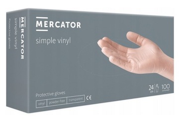 Rękawiczki winylowe Mercator niesterylne bezpudrowe S (100 szt. op.), przez