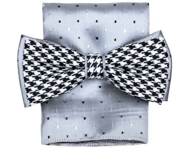 Kamizelka Męska Biało-Czarna Pepitko Garniturowa + dodatki - 52