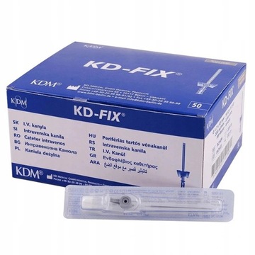 Wenflony Kaniula KDM KD-FIX 16G 1,7 (szara) 50szt