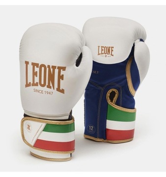 Rękawice bokserskie Leone 1947 ITALY'47 skóra 100% - białe 16 oz