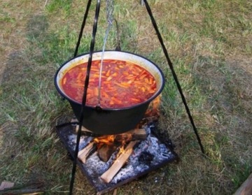 Венгерский подвесной казан, эмалированная кастрюля для костра барбекю, ЧЕРНЫЙ, 8л