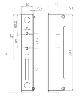КОРПУС КАССЕТНОЙ КОРОБКИ ЭЛЕКТРИЧЕСКИЙ ЗАМОК 40x40