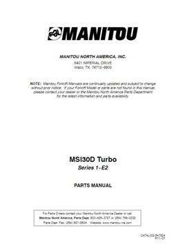 Manitou GENUINE PARTS CATALOGUE MSI 20,25,30 T BUGGIE