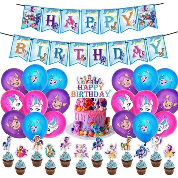 My Little Pony Zestaw Urodzinowy 4 części Balony Baner Topper