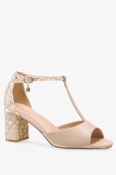 БОСОНОЖКИ ЖЕНСКИЕ НА ДЕКОРАТИВНОМ КАБЛУКЕ, РЕМЕНЬ ТБАР С ДЕКОРАЦИЕЙ, СТАБИЛЬНЫЕ, ЛЕГКИЕ, размер 41