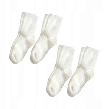 4 пары женских носков Теплые, толстые, модные осенне-зимние плюшевые носки, белые