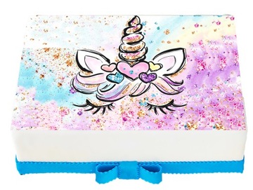 OPŁATEK NA TORT A4 13 JEDNOROŻEC Unicorn Tęczowy