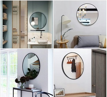LUSTRO OKRĄGŁE ŚCIENNE LOFT METALOWA RAMA 60 CM SALON ŁAZIENKA BIURO