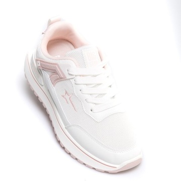 BIG STAR NEAKERSY DZIEWCZĘCE Z RÓŻOWYMI WSTAWKAMI BIAŁE RR374067 101 35