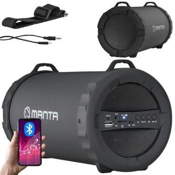 GŁOŚNIK BLUETOOTH PRZENOŚNY BEZPRZEWODOWY BOOMBOX MANTA SPK204FM TUBA FM