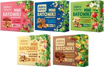 ZESTAW DOBRA KALORIA MINI BATONIKI MIX 5 SMAKÓW 102g ZDROWE BATONY 0% CUKRU
