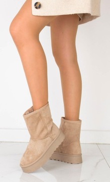 БЕЖЕВЫЕ СНЕЖНЫЕ БОТИНКИ НА УТЕПЛЕННОЙ ПЛАТФОРМЕ 39