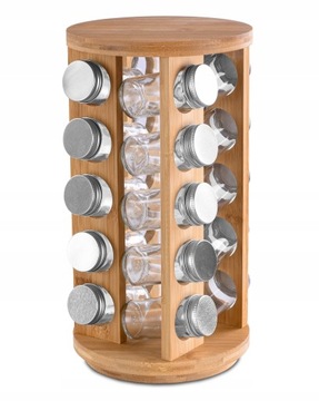 ПОЛКА ДЛЯ СПЕЦИЙ, 20 БАНОК, 72 НАКЛЕЙКИ, ПОВОРОТНЫЙ БАМБУК