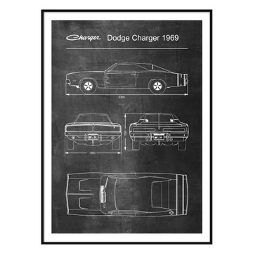 Ретро-патентный постер Dodge Charger
