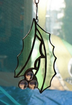 Витражная омела, новогоднее украшение на окно F