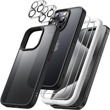 Matowe Etui 5 w 1 do iPhone 15 Pro JETech +2 szkła i 2 ochrony aparatu