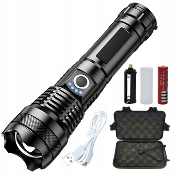 MOCNA LATARKA TAKTYCZNA LED WODOODPORNA ZOOM USB