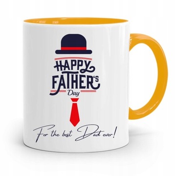 KUBEK ŻÓŁTY DZIEŃ OJCA DLA TATY HAPPY FATHER DAY z Nadrukiem ze Zdjęciem