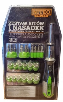 ZESTAW BITÓW I NASADEK Z WKRĘTAKIEM GRZECHOTKOWYM NITEO