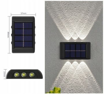 Ścienna lampa ogrodowa solarna 6 led z soczewką 6