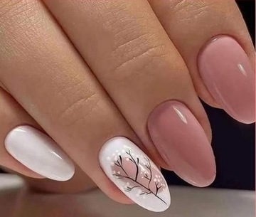 ИСКУССТВЕННЫЕ НОГТИ самоклеящиеся НАСАДКИ МИНДАЛЬ телесные веточки 24 ШТ.