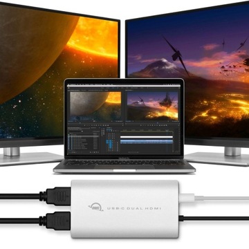 Адаптер OWC USB-C Dual HDMI 4K DisplayLink MacOS M1 M2 M3 Win Intel