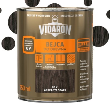 Vidaron bejca do drewna Antracyt szary B12 0,75L