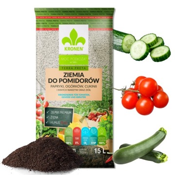 Podłoże BIO Ziemia do POMIDORÓW wysiewu PAPRYKI OGÓRKÓW CUKINII WARZYW 15L