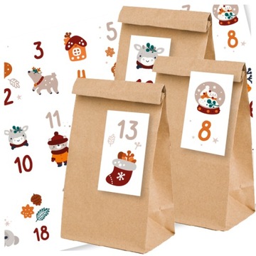 KALENDARZ ADWENTOWY DIY TOREBKI + NAKLEJKI eco