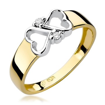 Złoty pierścionek zaręczynowy z CYRKONIA pr333 r16