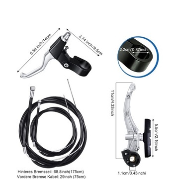 DŹWIGNIE HAMULCA ROWEROWEGO KLAMKI V-BRAKE ALUMINIOWY PRZEDNI TYŁ KOMPLET