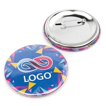 BRELOK PRZYPINKA REKLAMOWA NADRUK LOGO 50 SZT