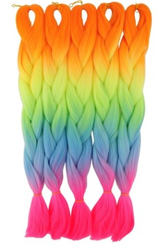 WŁOSY SYNTETYCZNE KOLOROWE WARKOCZYKI OMBRE 4K.007