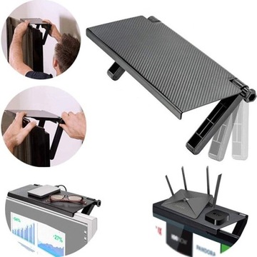 Регулируемая полка для декодера-тюнера, размещаемая на мониторе или телевизоре, черная