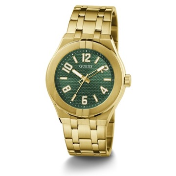 Złoty zegarek Guess Escape zielona tarcza GW0661G2