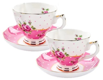 FILIŻANKA CIENKA PORCELANA RÓŻOWA RÓŻA 220 ML BONE CHINA NA PREZENT