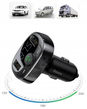 FM-передатчик Bluetooth, зарядное устройство MP3, 2 порта USB BASEUS