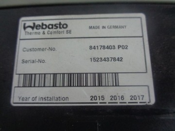 ВЕРХНИЙ ОБДУВ EVO 2000 VOLVO FH4 WEBASTO ОТОПИТЕЛЬ