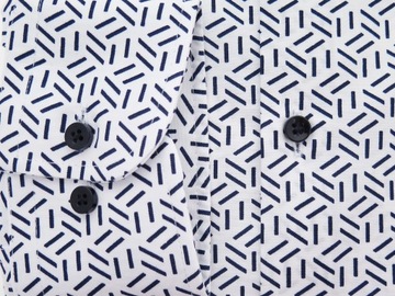 Biała koszula męska w granatowy geometryczny wzór Y86 176-182 / 42-Slim