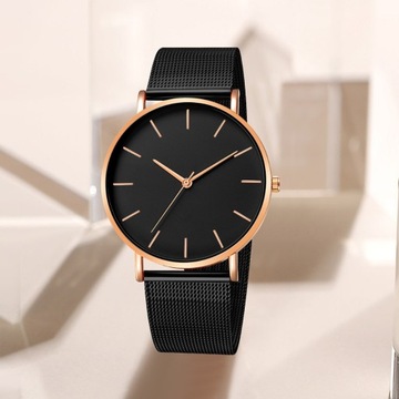 Men Watch Quartz Movement Simple Style Round Dial Stainless